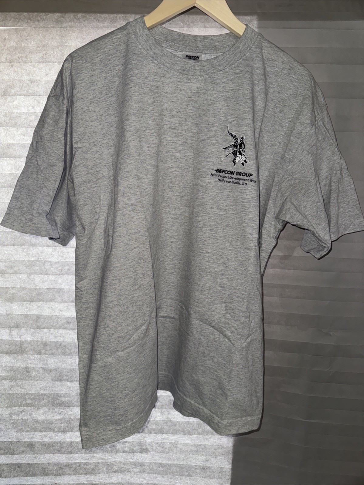 Defcon Group x Half Face Blades HFB Heavyweight Tee Grey