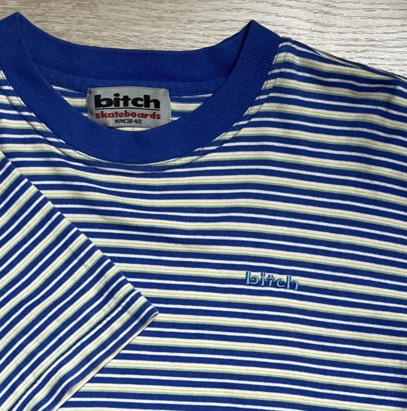 Vintage Bitch Skateboards Striped T Shirt Men’s Size Medium 90S
