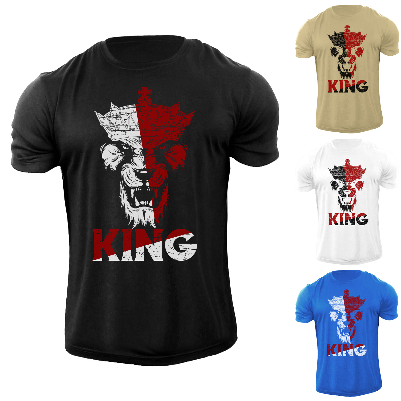 Men’s King Lion T Shirt Distress Animal 100% Cotton