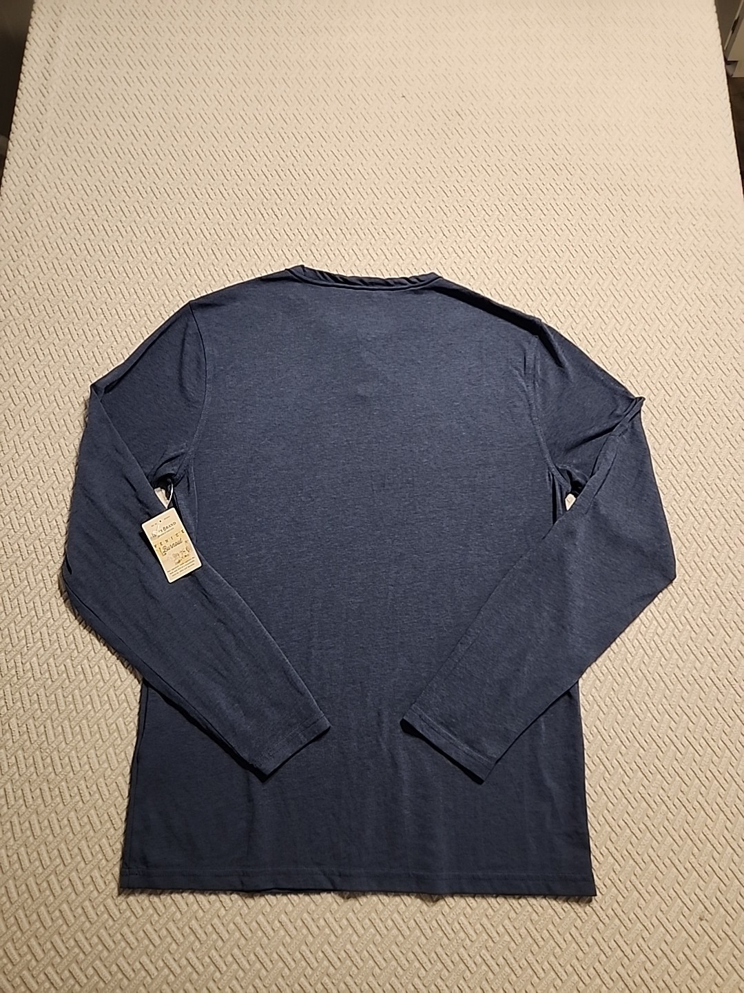 Lucky Brand Venice Burnout Mens M Long Sleeve Henley Shirt Denim Blue NWT