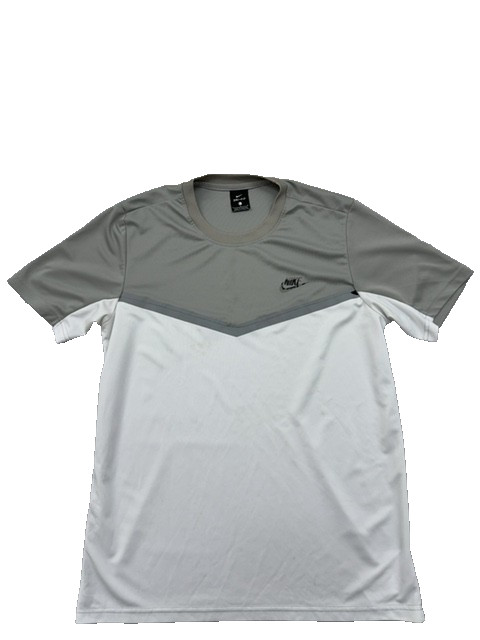 Nike T-Shirt Mens L Grey/White Dri-Fit Color Block