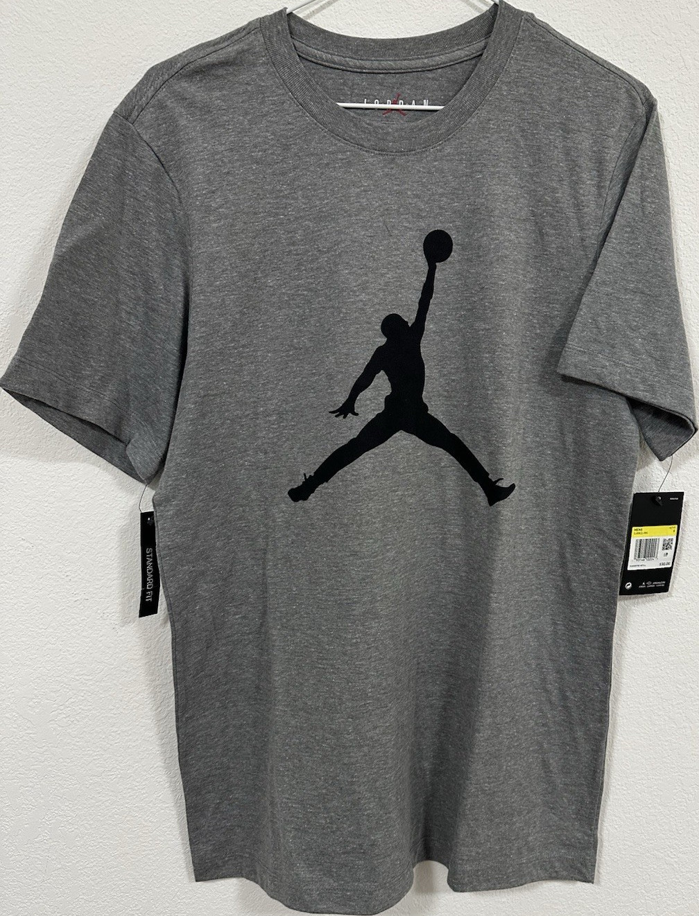 Jordan Jumpman Graphic Logo Men’s Short Sleeve T-Shirt Gray Crew Neck S