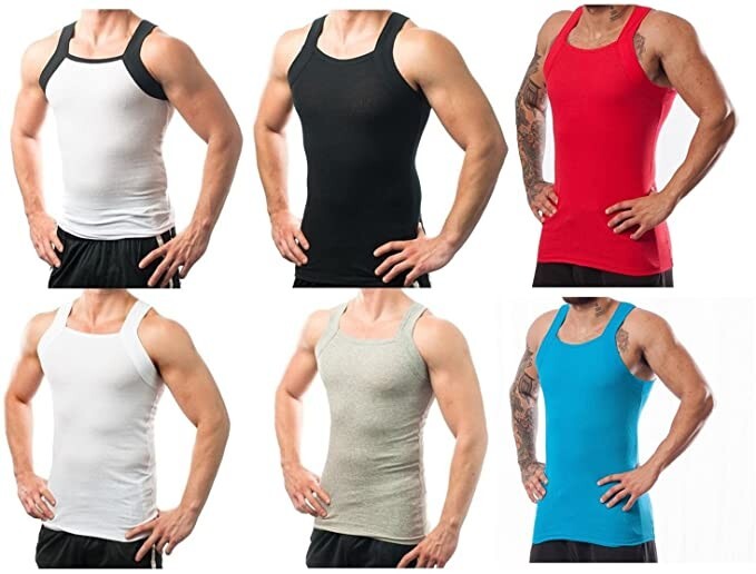 Different Touch 6 Pack Men Square Cut G-unit Style Tank Top A-shirts