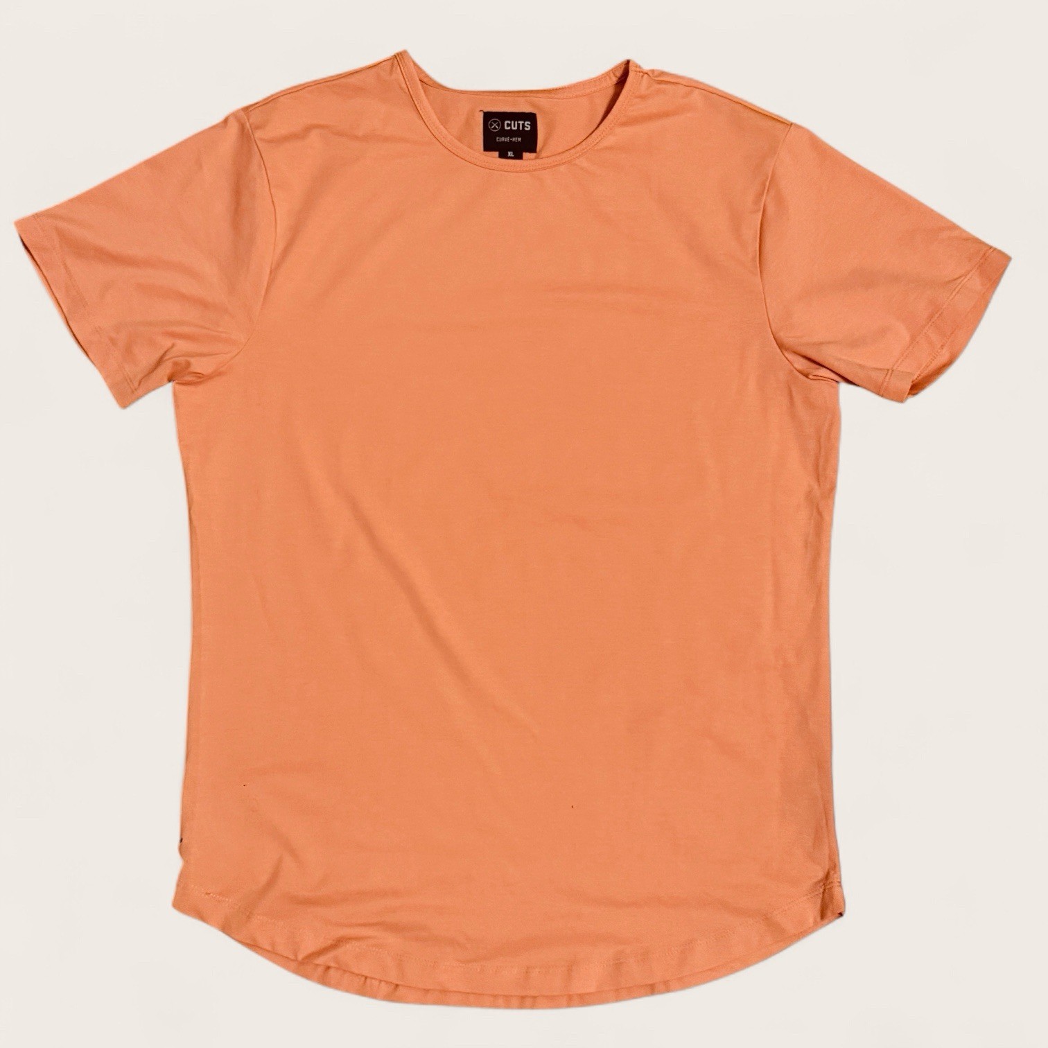 Cuts Clothing Mens XL Burnt Orange AO Curve-Hem Short Sleeve Stretch Tee PYCA