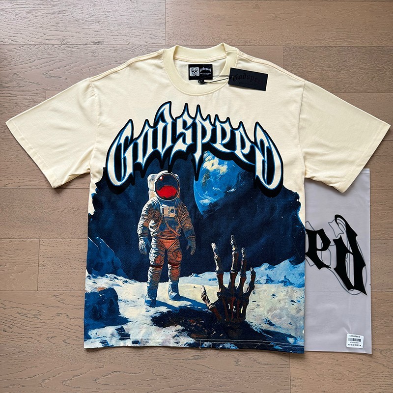 Mens Godspeed Skeleton Palm Astronaut print Tee Short sleeved T-shirt Black