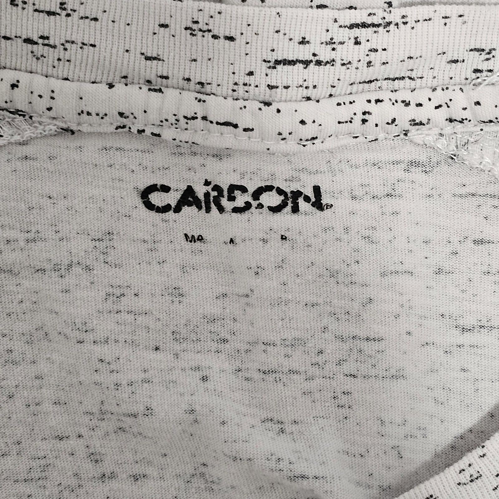 Carbon – T-Shirt SPaint Splatter Pleated Zipper – Size L – White Black – Cotton
