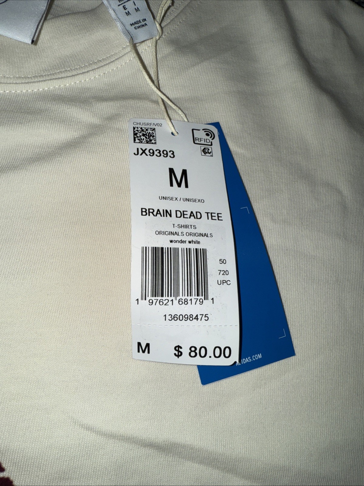 Adidas X Brain Dead T Shirt Wonder White Men’s Sz Medium NWT