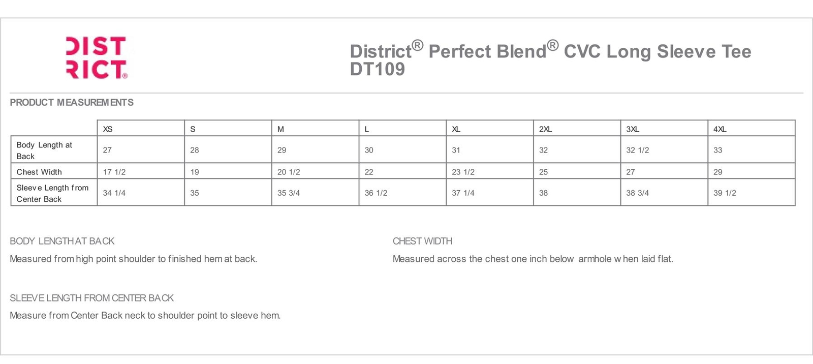 District Mens Long Sleeve Perfect Blend CVC T-Shirt DT109