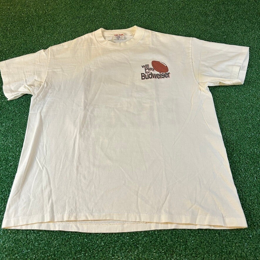 Vintage Will Play For Budweiser Football Graphic Tee Shirt Y2K Mens Extra Large