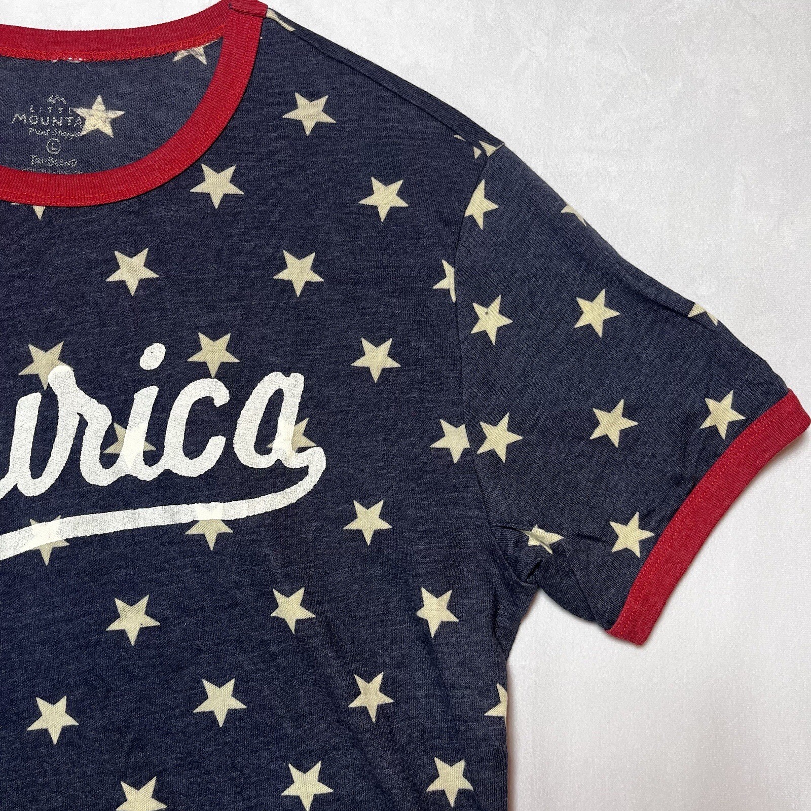 Little Mountain Print Shoppe ‘Murica T-Shirt USA Patriotic Soft Tri-Blend Large