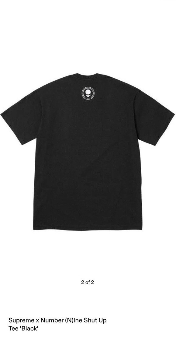 2025 Supreme x Number (N)ine – Shut Up Tee – Black – FW25T8