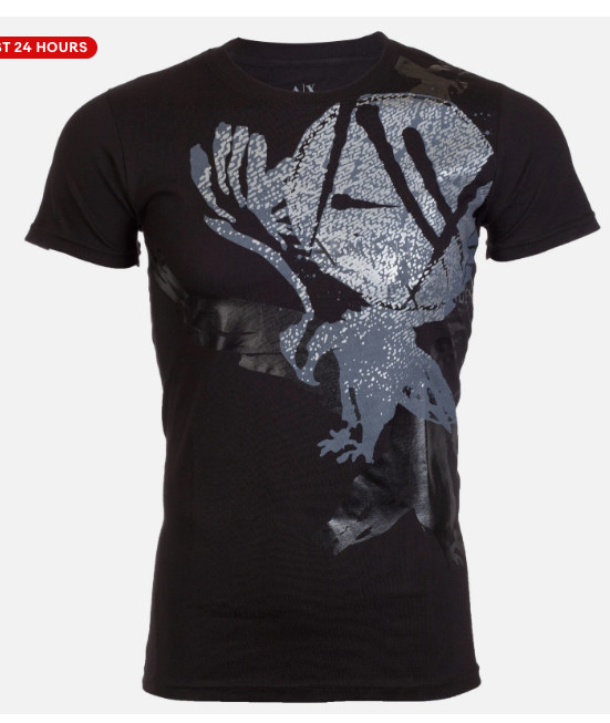 ARMANI EXCHANGE Black EAGLE Short Sleeve Slim Fit Designer Mens T-shirt NWT