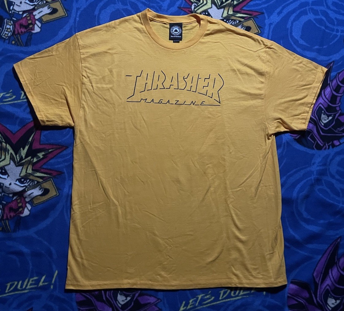 Thrasher Shirt Mens XL Yellow Skateboard Magazine Logo Graphic Tee Streetwear