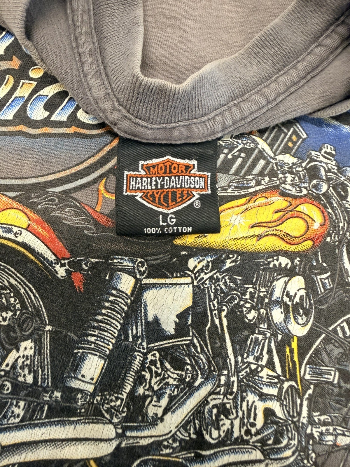 Vintage 1995 Harley Davidson motorcyle Feel The Heat flames Single Stitch large