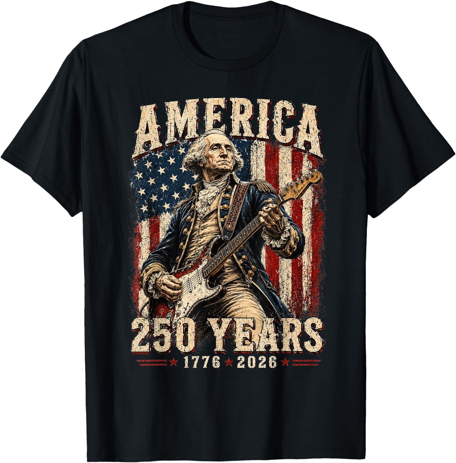 Vintage George Washington Playing Guitar 250 Years America UNISEX T-Shirt