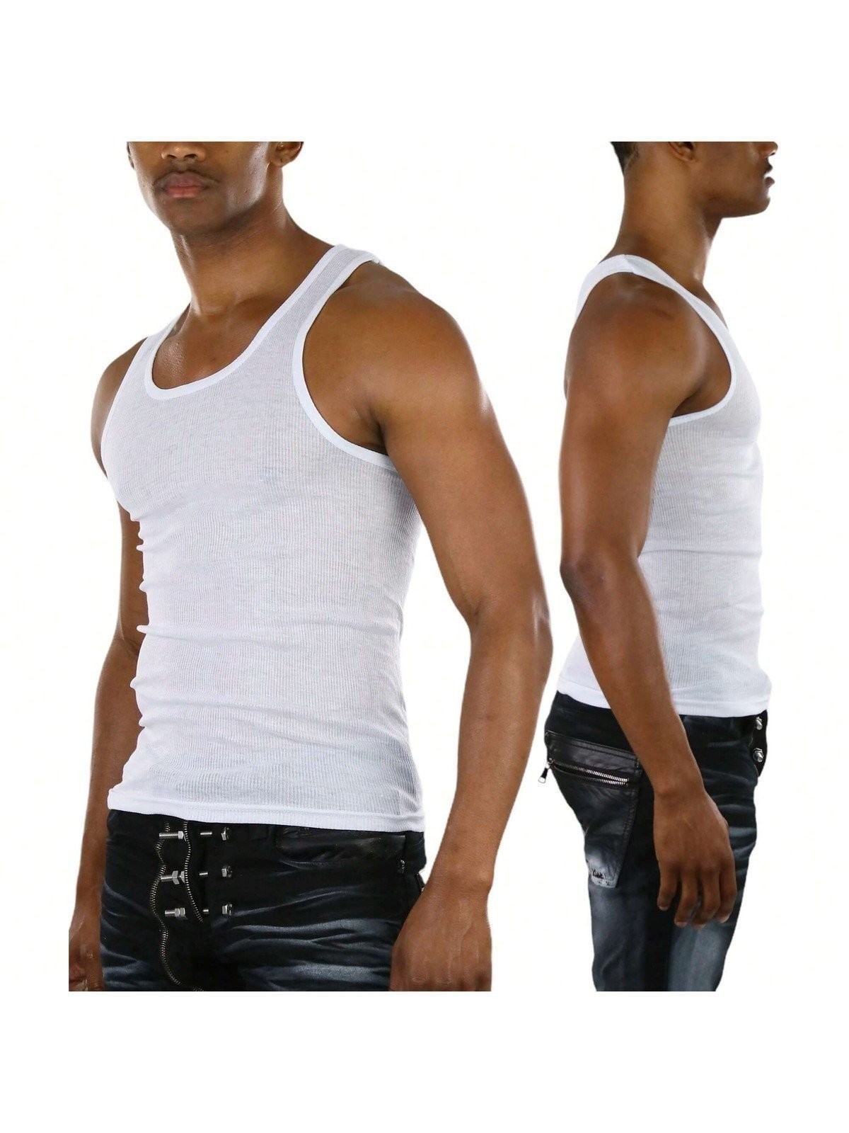 ToBeInStyle Men’s Slim Fit Shallow Scoop Neck Sleeveless A-Shirts