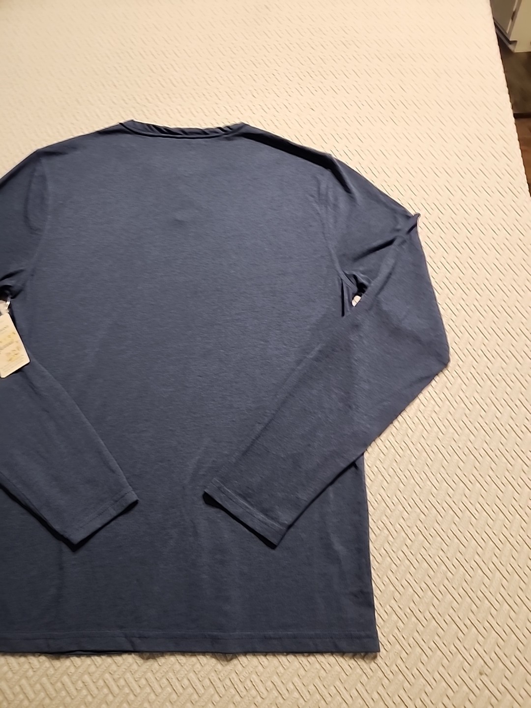 Lucky Brand Venice Burnout Mens M Long Sleeve Henley Shirt Denim Blue NWT