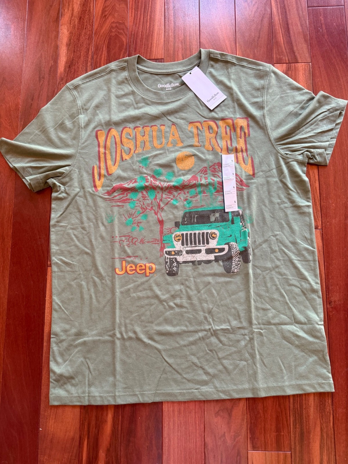 Goodfellow & Co Jeep Green T Shirt Joshua Tree Cotton Blend Size Large FREE SHIP