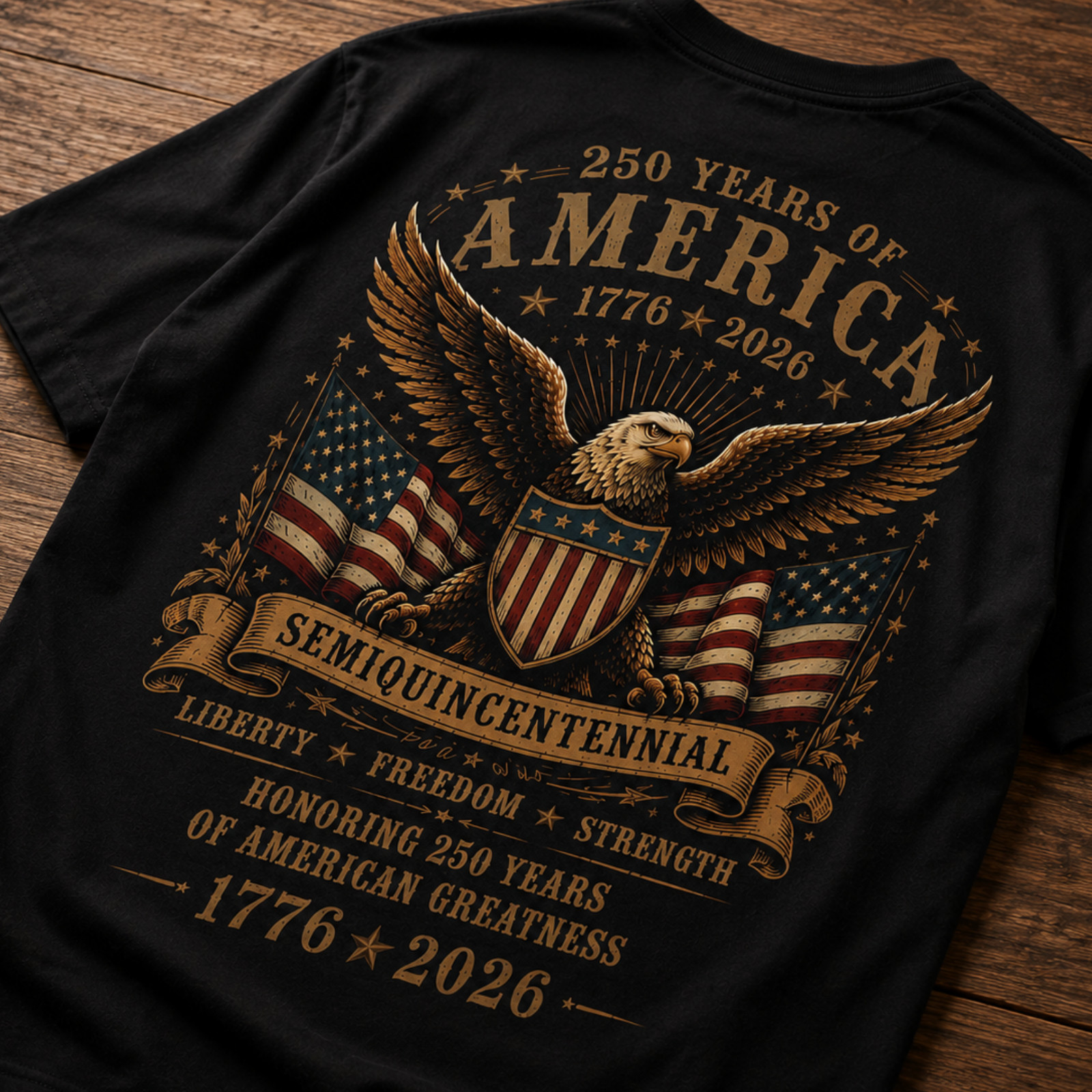 America 250th Anniversary Shirt 1776 2026 Patriotic Eagle Flag 4th July (S-5XL)