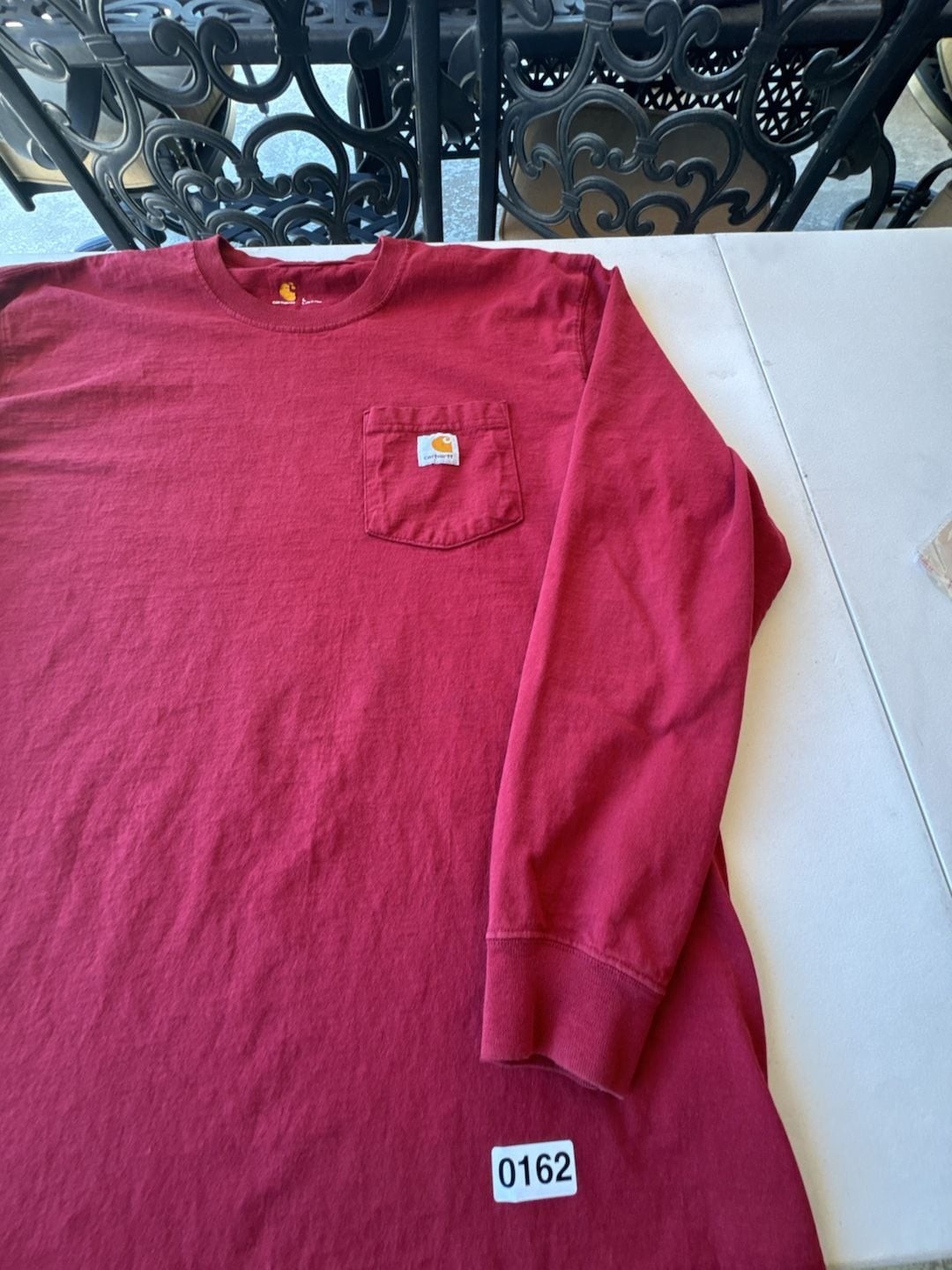 Carhartt Men’s K126 Loose Fit Heavyweight Long Sleeve Pocket T-Shirt Red