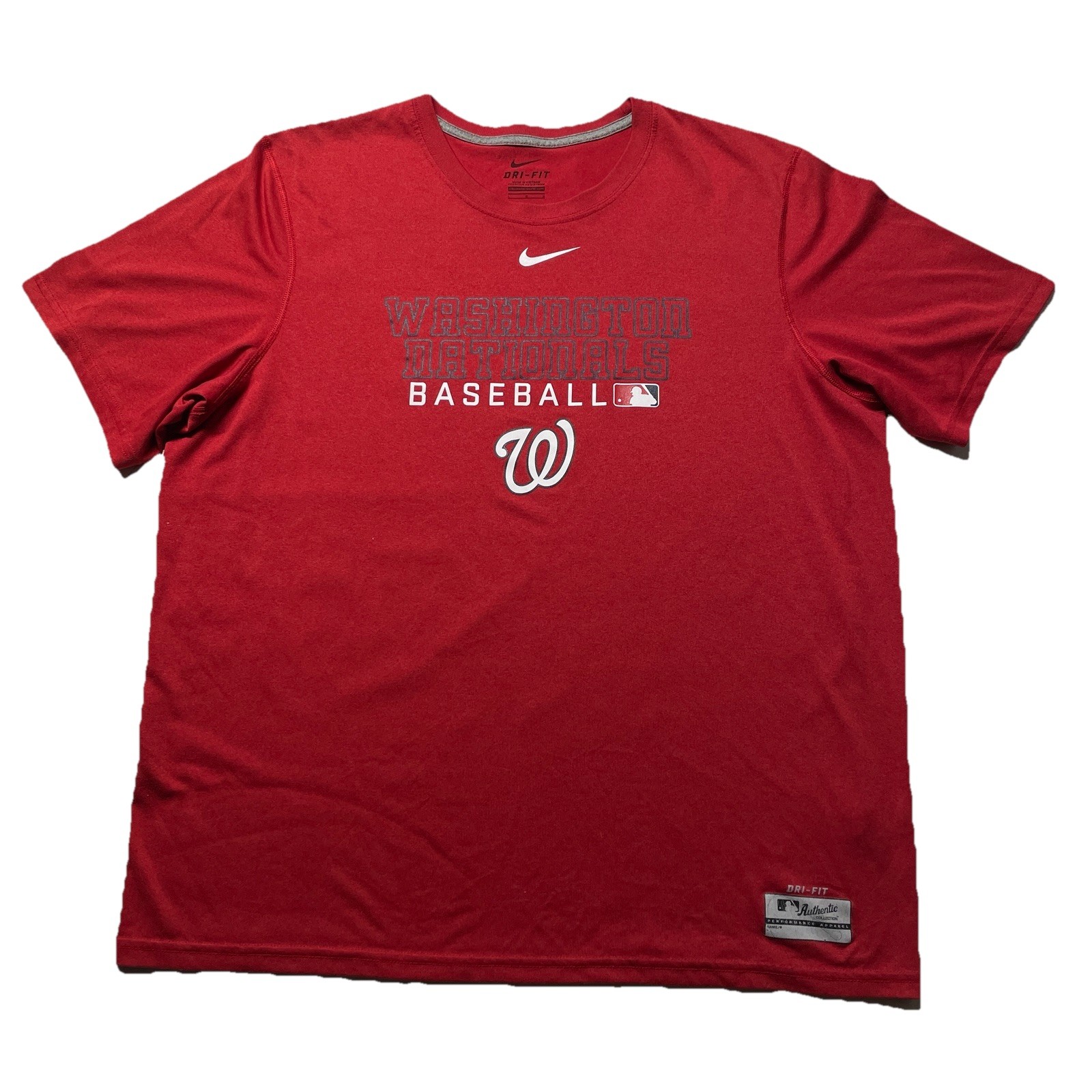 Nike Washington Nationals T-Shirt Men’s Large MLB Baseball Team Dri-Fit Red Logo