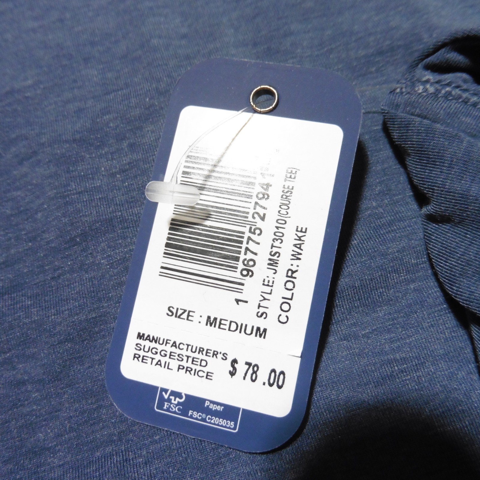 JOHNNIE-O Mens M MEDIUM COURSE T SHIRT PERFORMANCE GOLF SHORT SLEEVE WAKE NAVY