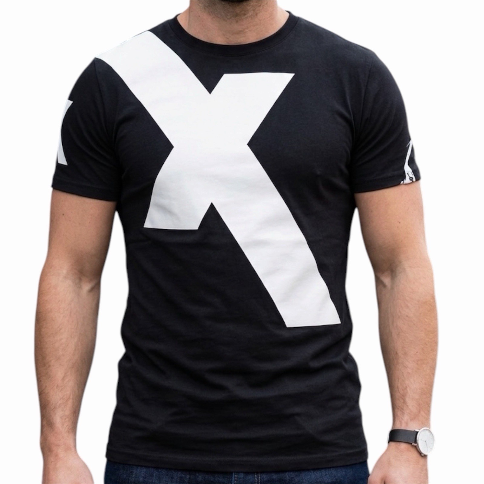 ARMANI EXCHANGE Black X LOGO Short Sleeve Slim Fit Designer Graphic T-shirt NWT