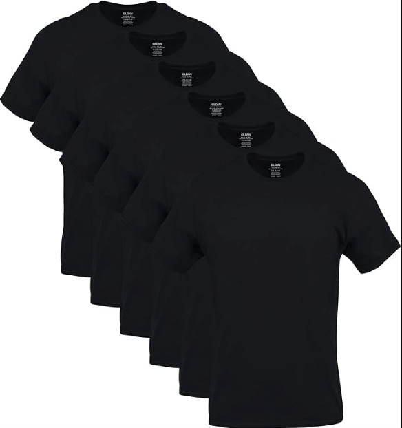 Gildan Men’s Crew T-shirts, Multi black, Style G1100, 6-Pack ( Select Size )