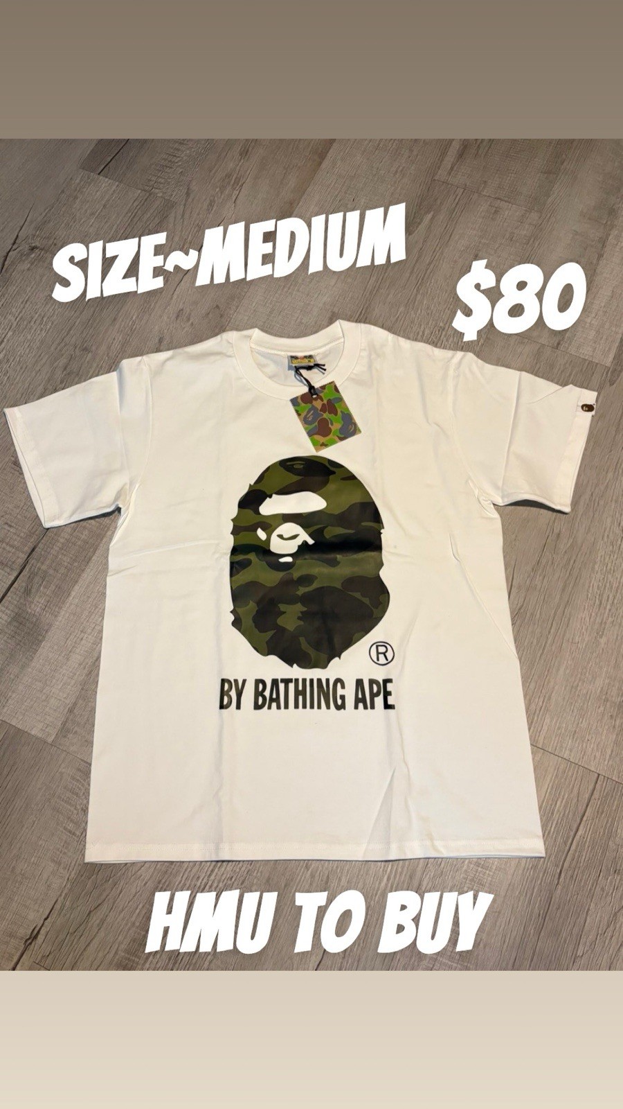 A Bathing Ape BAPE Camo Ape Head Graphic Logo White Men’s T-Shirt Size M