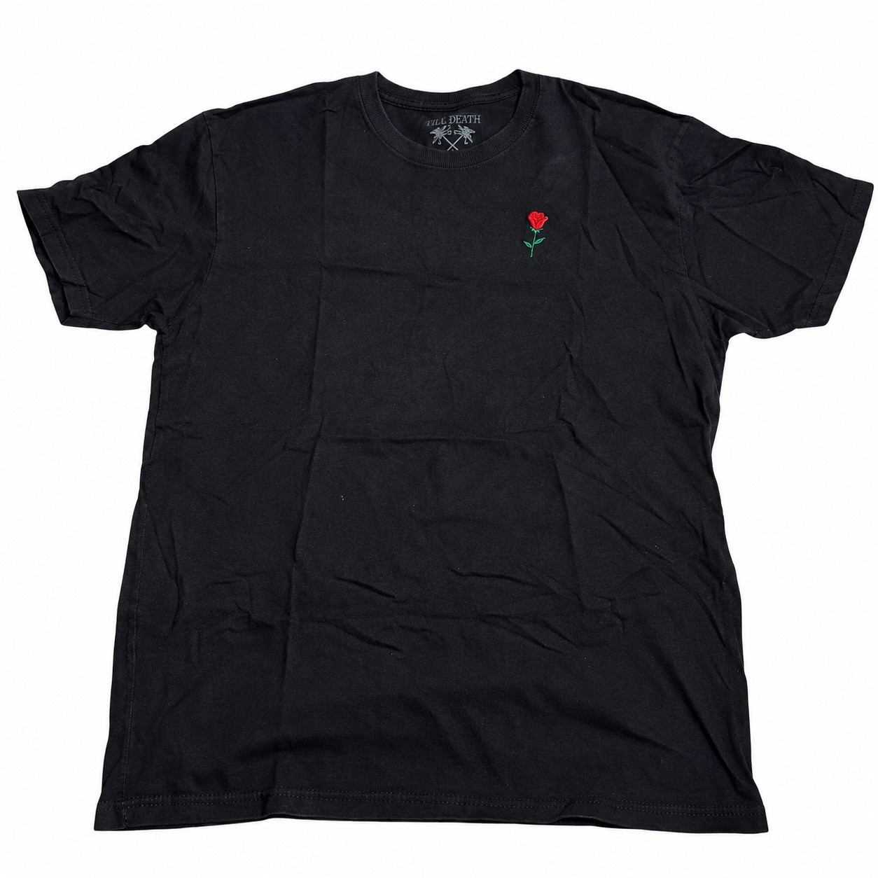 Riot Society Rose Embroidered Black T Shirt Mens XL Streetwear Graphic Skater