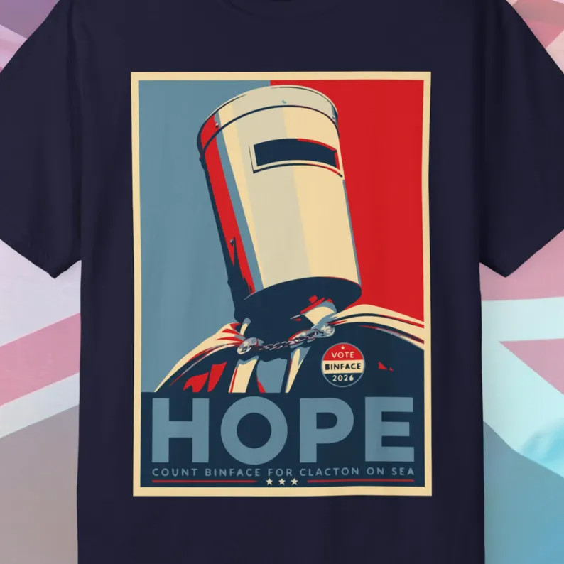 Count Binface Hope T-Shirt Funny UK Political Humour Clacton Parody Navy Tee