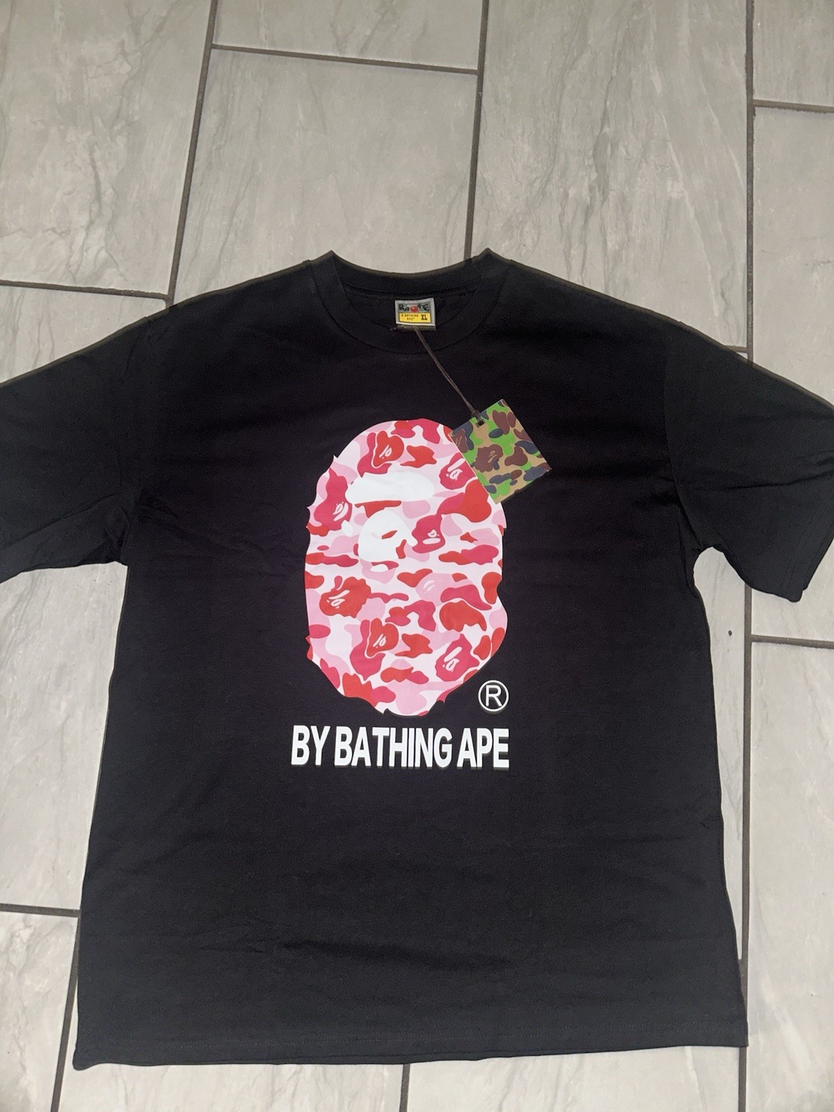 A Bathing Ape BAPE Men’s Black Graphic Logo Crew Neck T-Shirt Size XL
