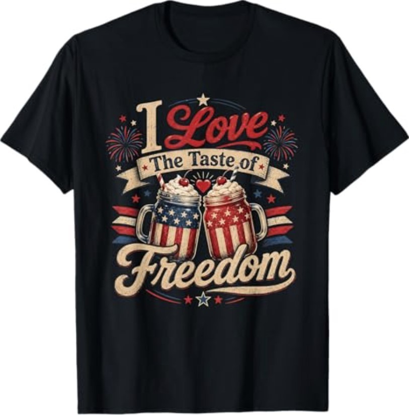 I Love The Taste of Freedom Matching 4th of July Couple T-Shirt
