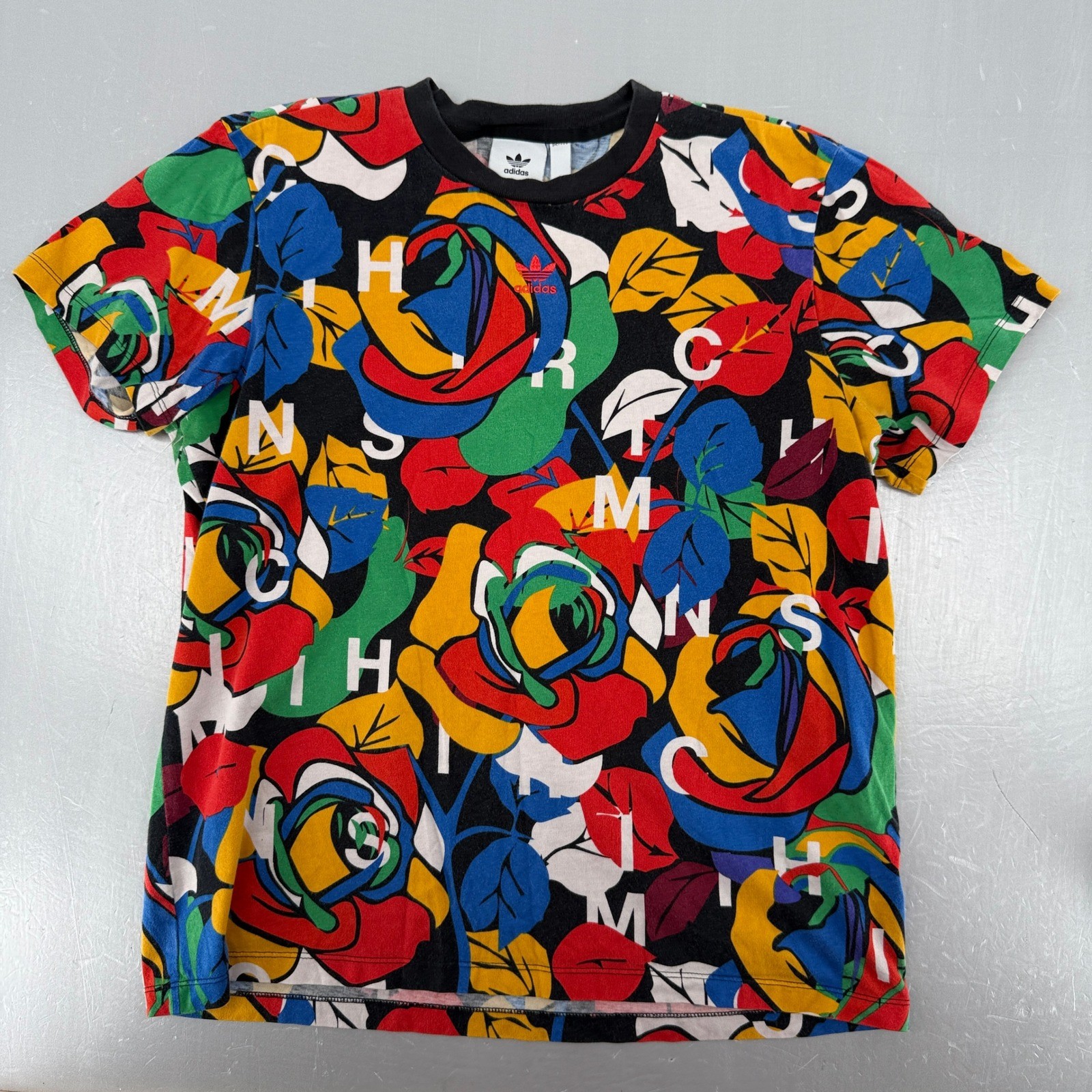 Adidas x Rich Mnisi Floral Graphic T-Shirt Multicolor Black Mens Medium HC4472