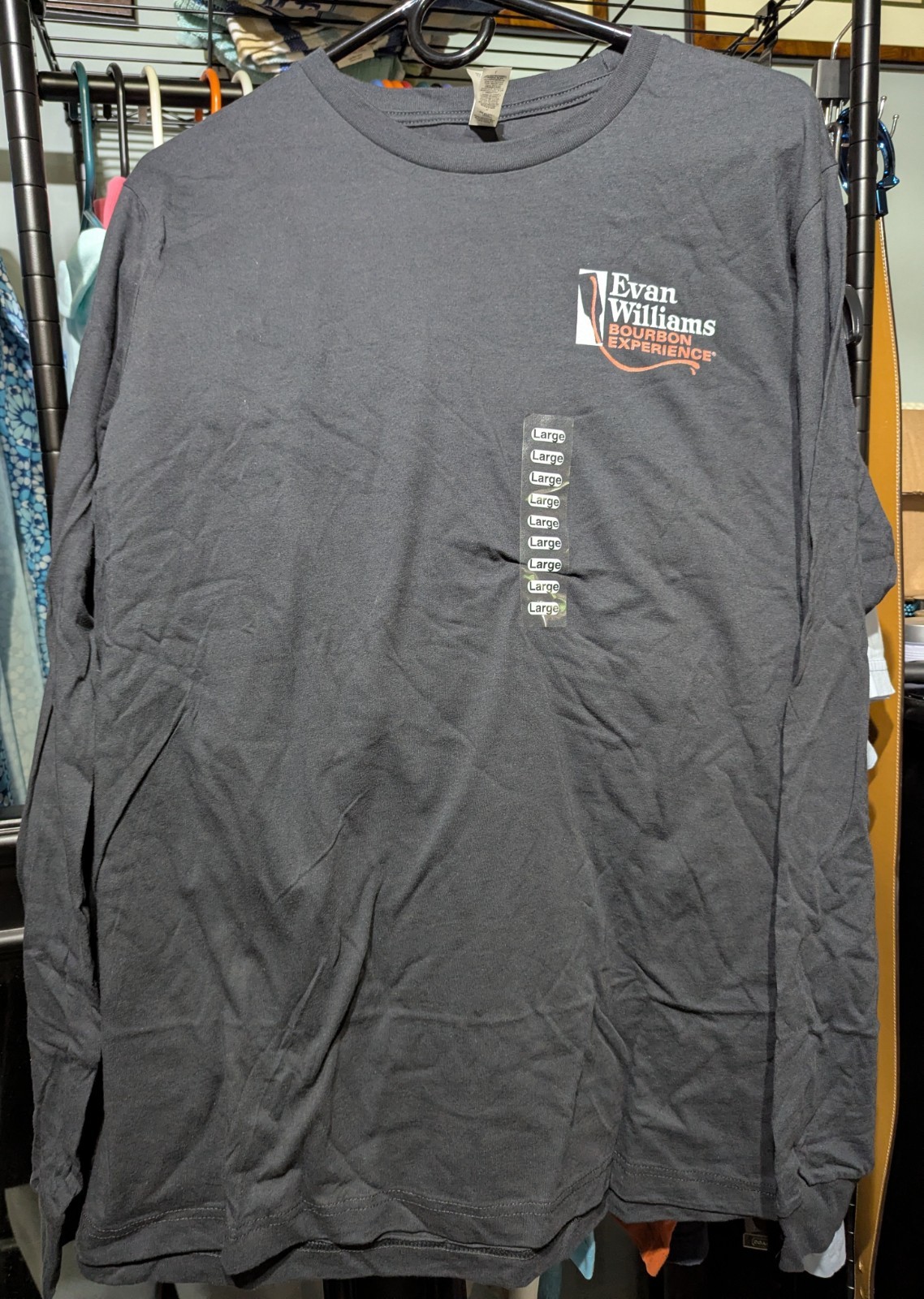 Evan Williams Bourbon Experience Gray Long Sleeve T Shirt S~ 17 Distilleries