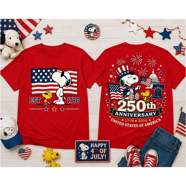 Snoopy America 250th Anniversary Shirt, Peanuts 1776 2026 Patriotic Tee