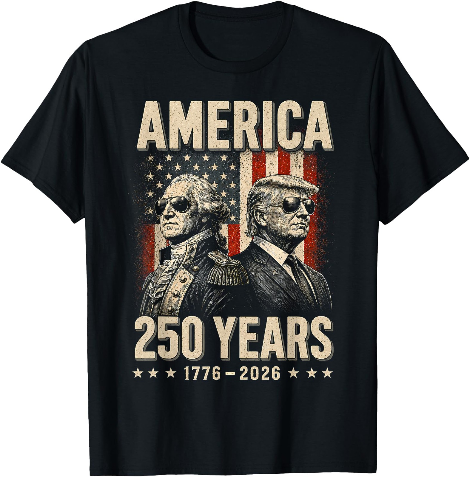 250 Years America Anniversary 250th Trump Washington Vintage T-Shirt