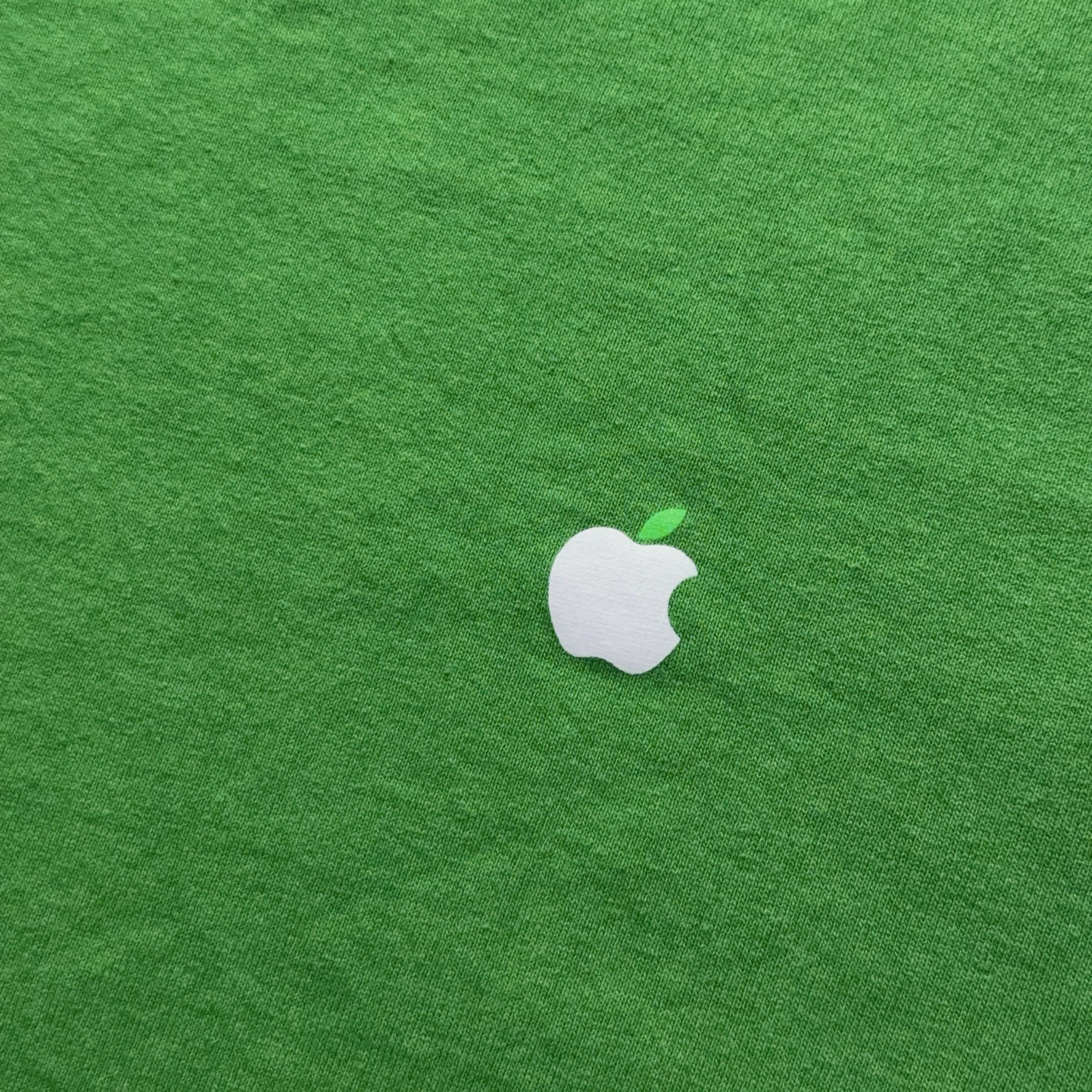 Apple Employee Long Sleeve T-Shirt Men L Green 100% Recycled Cotton Apple Logo