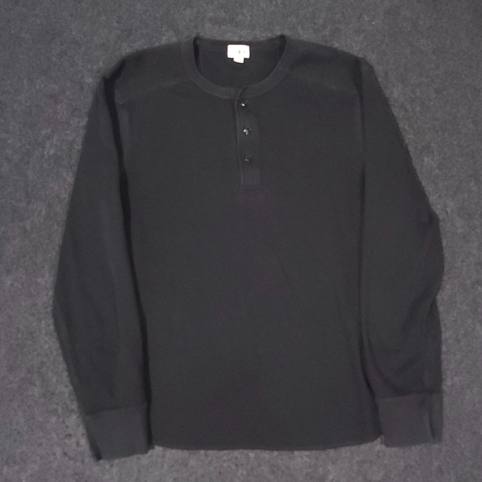 J Crew Oarsman Henley Shirt Mens Large Black Thermal Pullover Long Sleeve Cotton