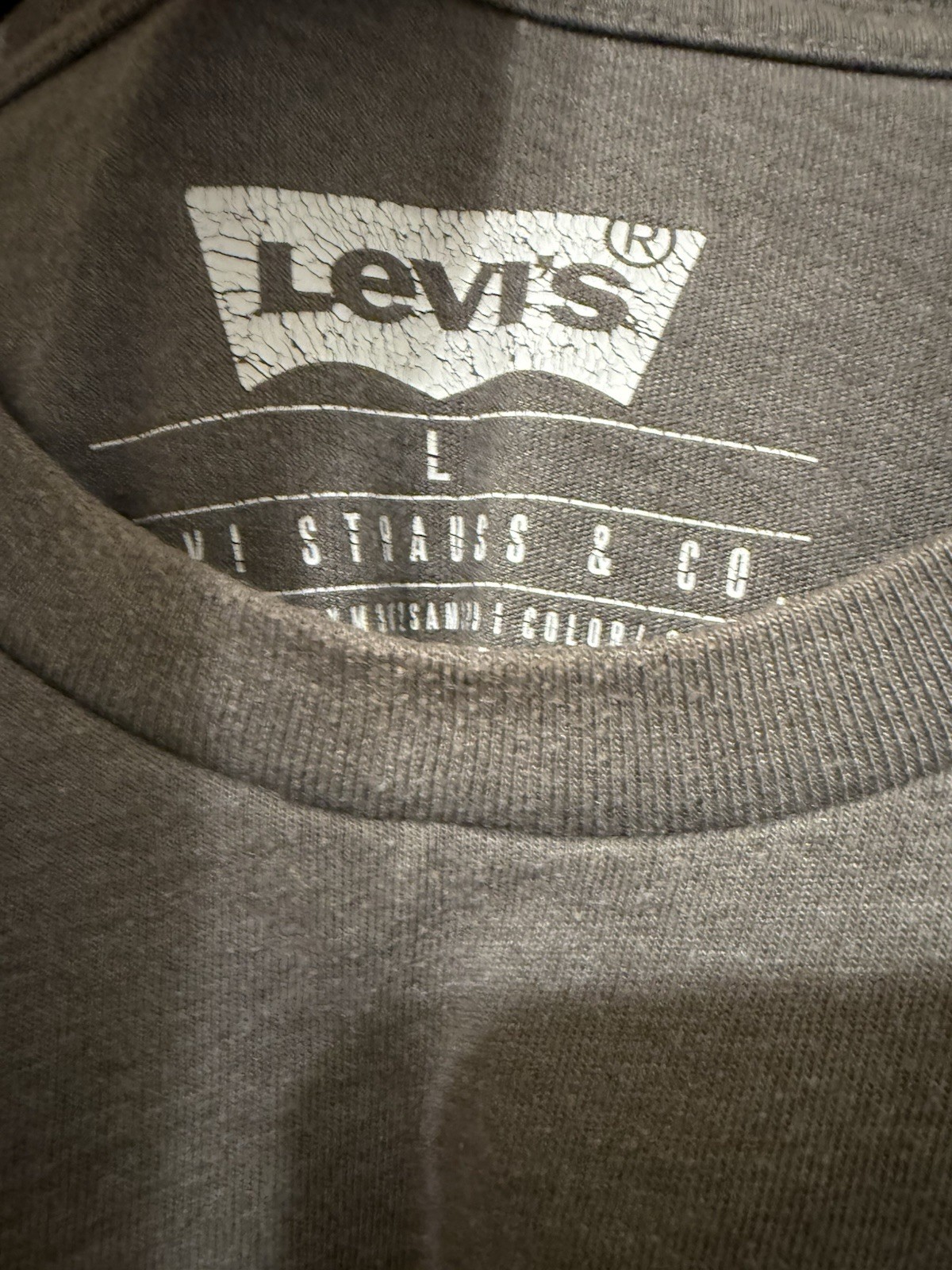 Levi’s Men’s L Gray Knit Crewneck Short Sleeve Logo Graphic Print T-Shirt
