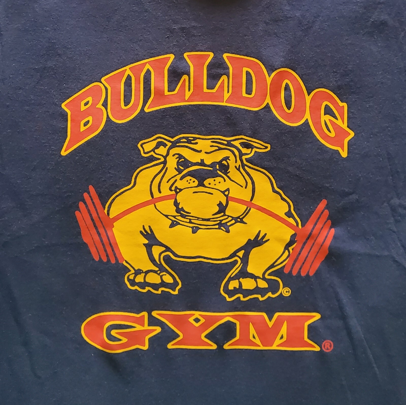 Bulldog Gym Old School Bodybuilding Workout Muscle Navy / Gold Ringer T-Shirt