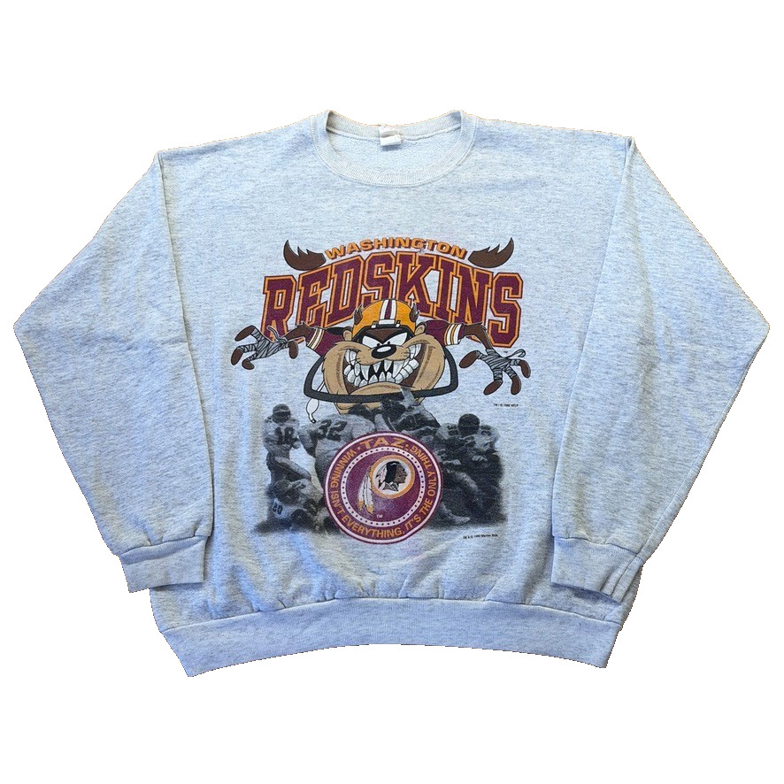 Vtg 90s Looney Tunes Taz Washington Redskins 1992 Cartoon Sweatshirt Crewneck L