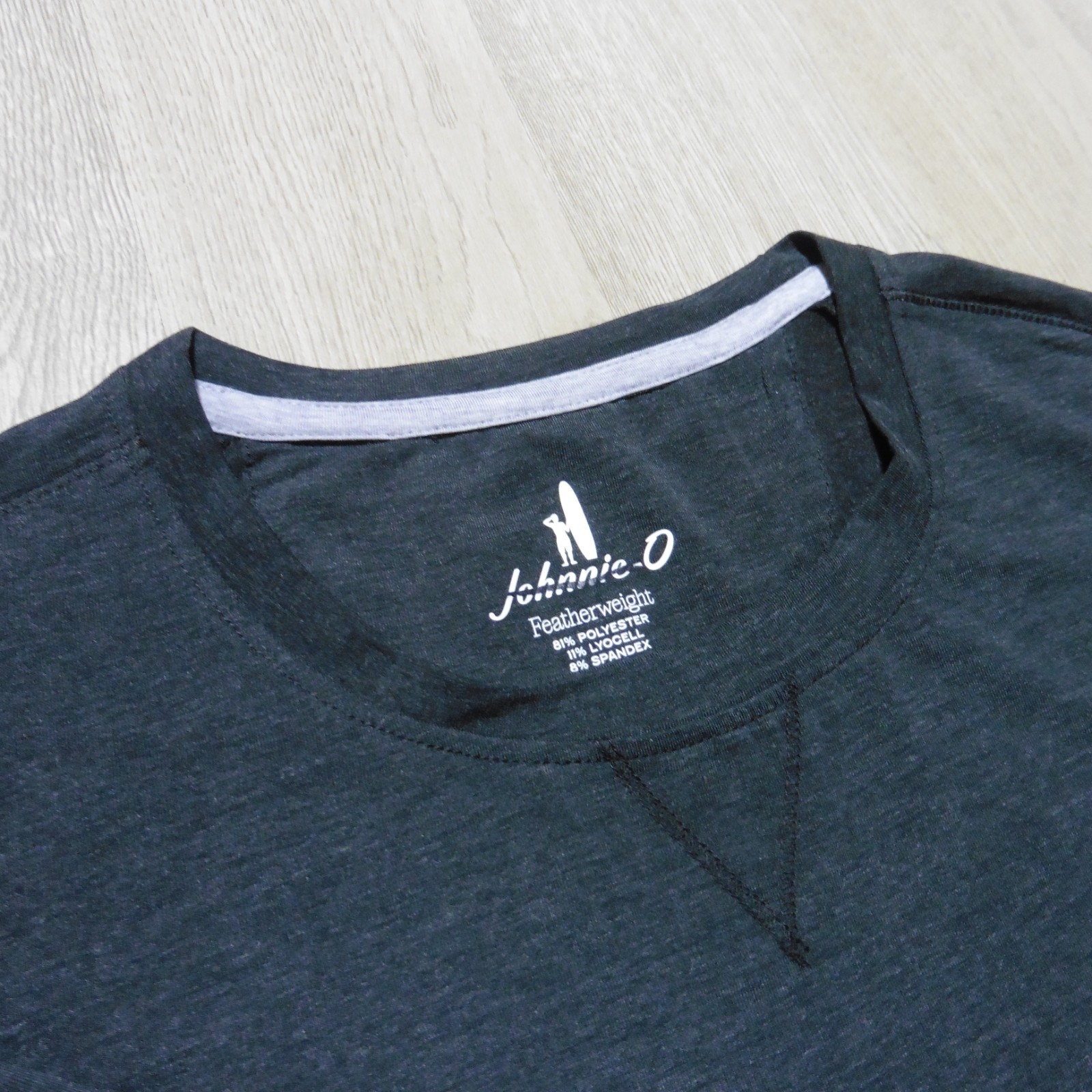 JOHNNIE O Mens L LARGE COURSE T SHIRT PERFORMANCE SHORT SLEEVE HEATHER BLACK