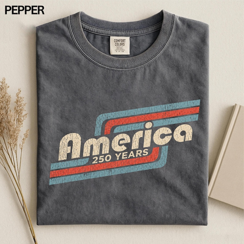 Patriotic 250 Years USA T-Shirt Vintage American Flag Independence Day Tee