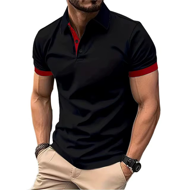 Men’s Color Polo Shirt Slim Fit Casual Gym Tshirt Fashion Tee English Style Gift