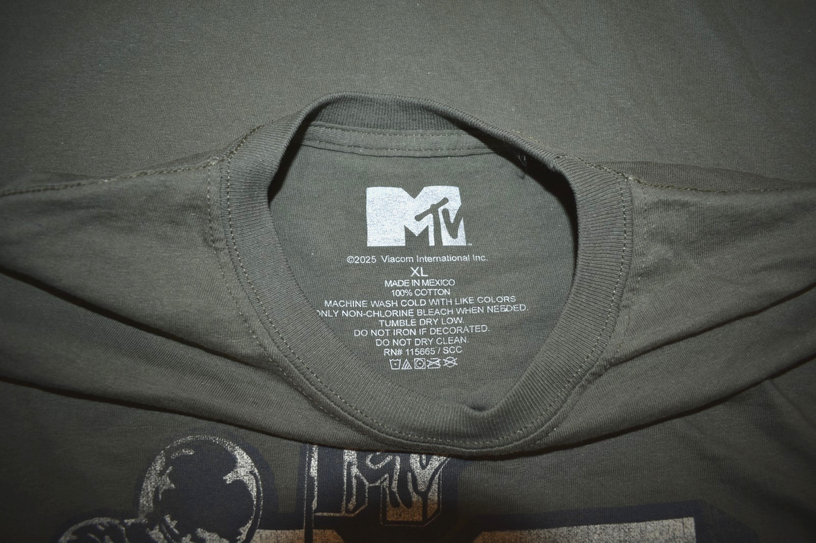 MTV Mens Music Television Spaceman Graphic Military Green Shirt New XL