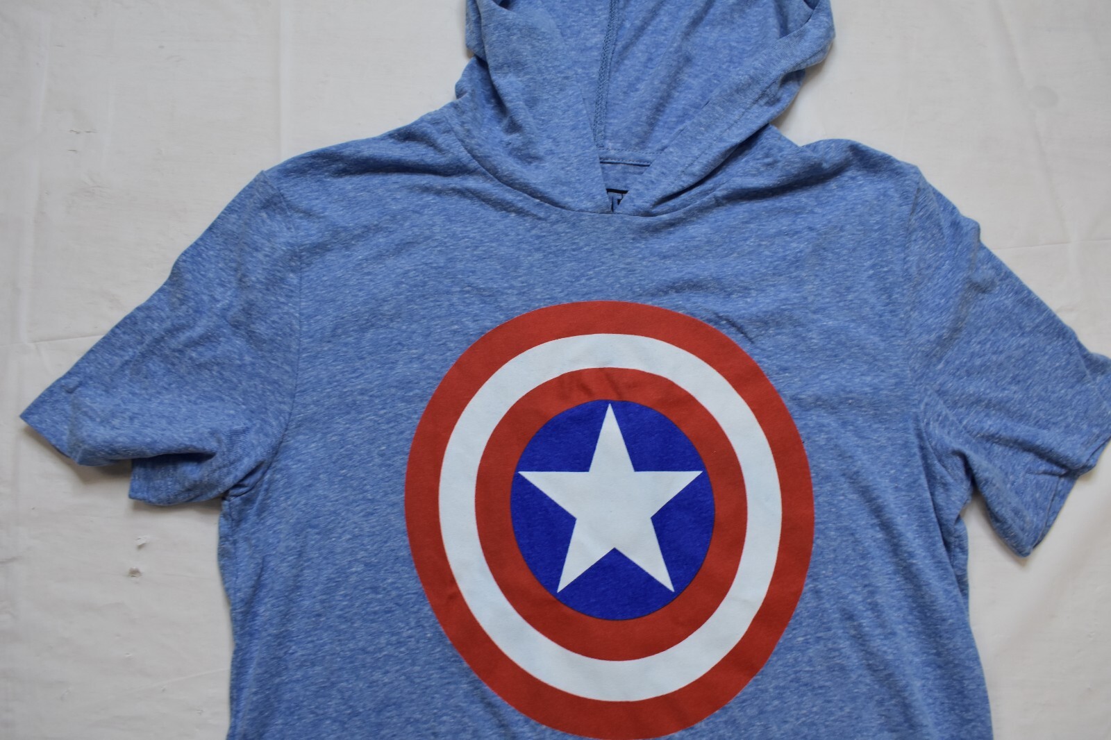 Marvel Mens Captain America Shield Hooded Hoodie Short Sleeve Shirt NWT S-XL
