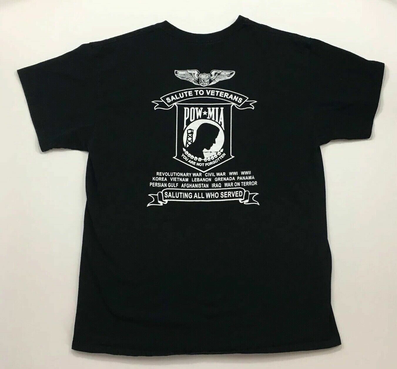 Rolling Thunder POW MIA Black Mens Graphic Tshirt Honor Their Sacrifice Size L