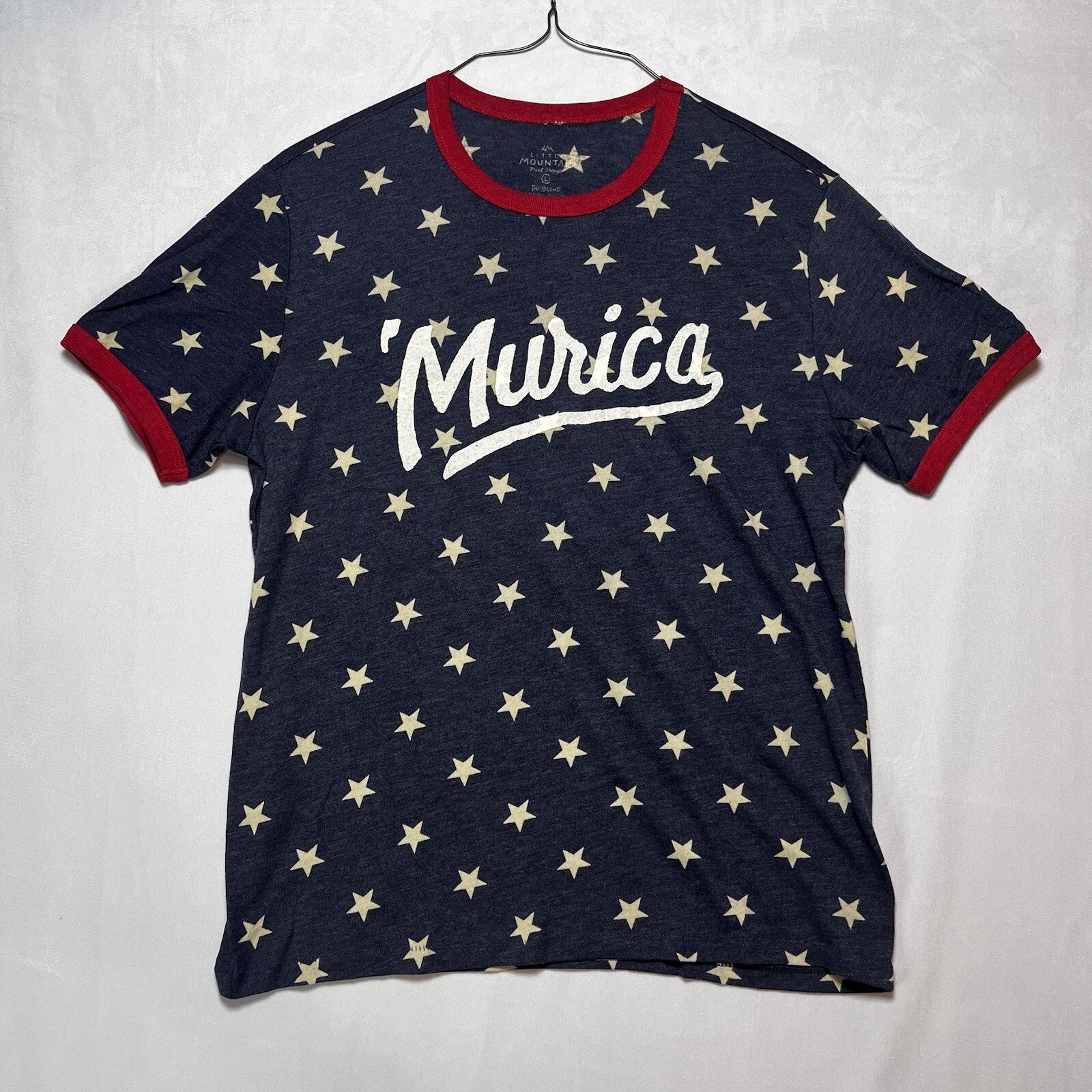 Little Mountain Print Shoppe ‘Murica T-Shirt USA Patriotic Soft Tri-Blend Large