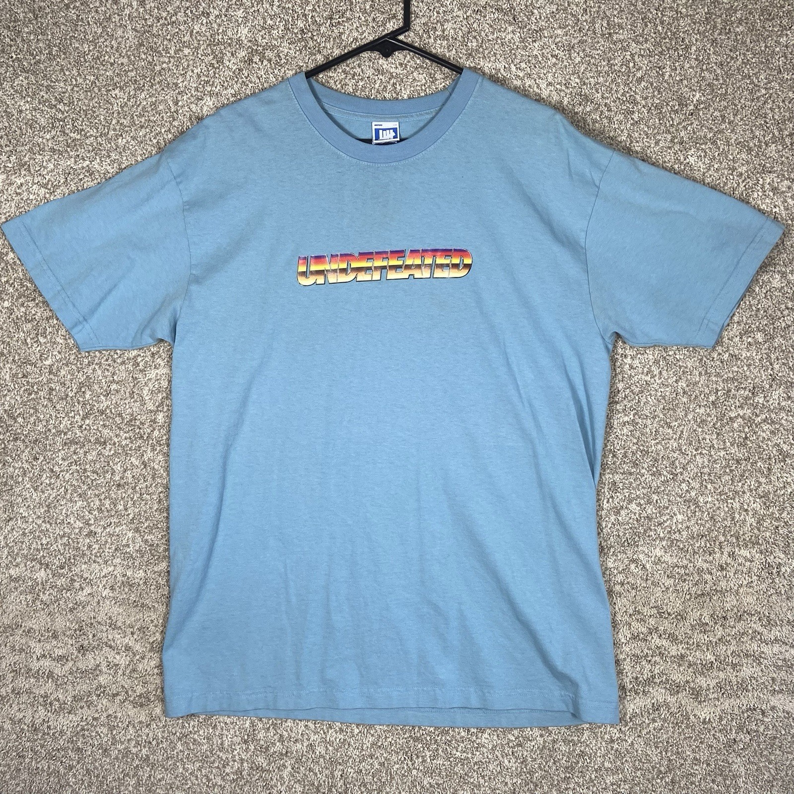 Undefeated T Shirt Size Large Blue Logo Graphic Streetwear Short Sleeve